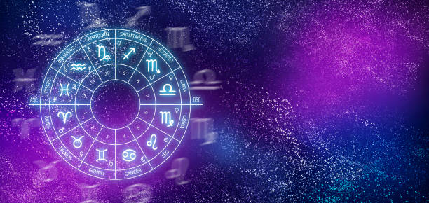 istock Zodiac circle on the background of a space. Astrology. web banner. copy space 1411203578