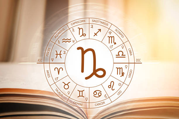 istock Zodiac circle against the background of an open book with Sagittarius sign 1411203583