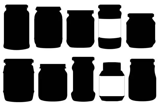Vector illustration of Group of different jars illustration