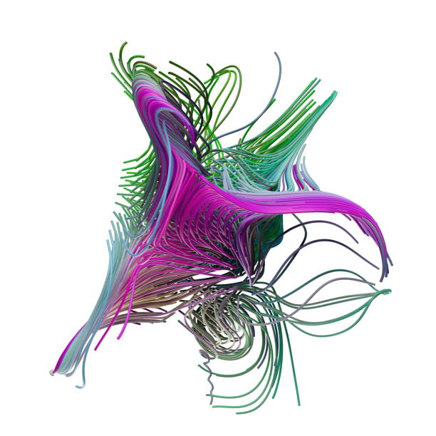 istock 3d abstract composition of colorful lines. Futuristic design element. 3d illustration 1411204483