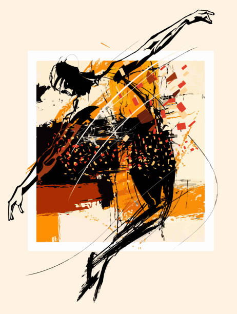 Original composition on the theme of ballet Original composition on the theme of ballet  - vector illustration (Ideal for printing on fabric or paper, poster or wallpaper, house decoration) agility abstract stock illustrations