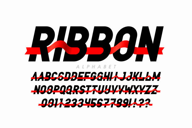 리본이 달린 현대적인 글꼴 디자인 - ribbon typescript letter vector stock illustrations