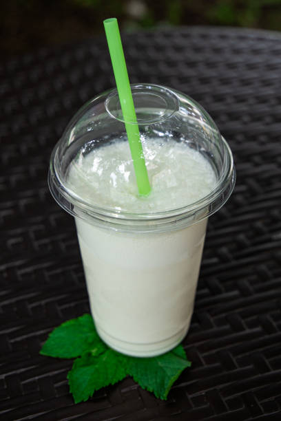 istock milkshake is on the table next to mint leaves 1411211733