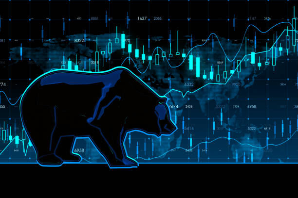 istock Creative bear market forex chart hologram. Graph and stock crash concept. 3D Rendering. 1411213405