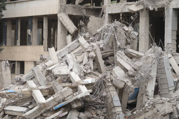 istock Industrial concrete building destroyed by an earthquake 1411215914