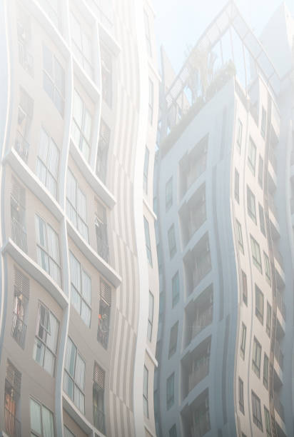 Motion rippled buildings in natural light, Abstract background