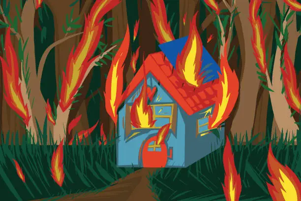 Vector illustration of House on fire