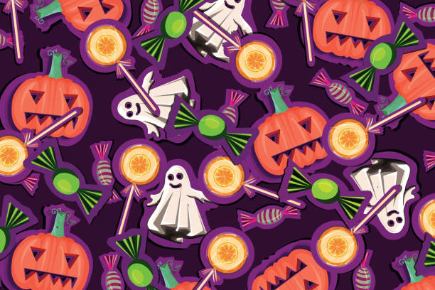 ilustrações de stock, clip art, desenhos animados e ícones de halloween decoration and motives - candy hard candy wrapped variation