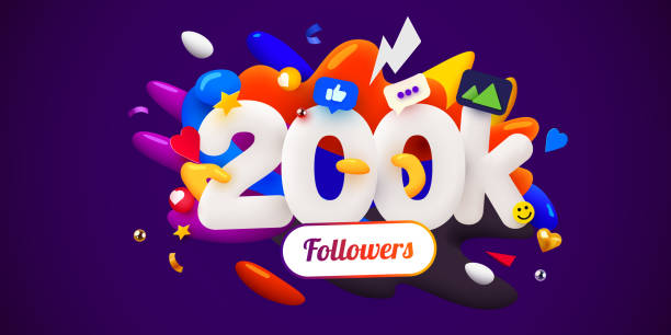 ÐÑновнÑе RGB 200k or 200000 followers thank you. Social Network friends, followers, Web user. Thank you celebrate of subscribers or followers and likes. Vector illustration Worshipper stock illustrations