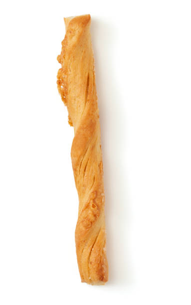 istock one bread stick with cheese isolated on a white background close up, top view 1411220746
