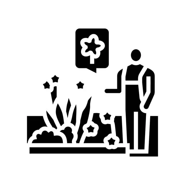 Vector illustration of planting and flowerbeds glyph icon vector illustration