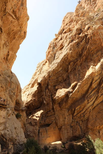 カミノデルレイマラガアンダルシアスペインの渓谷形成に関する風景ビュー - ravine geology danger footpath ストックフォトと画像