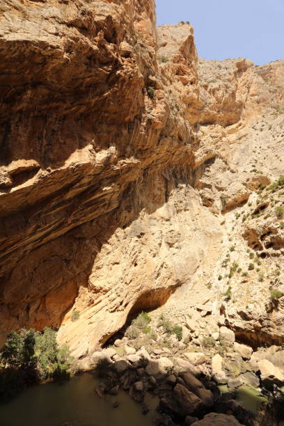 カミノデルレイマラガアンダルシアスペインの渓谷形成に関する風景ビュー - ravine geology danger footpath ストックフォトと画像