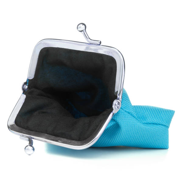 istock Blue cash wallet isolated over white background. Charge purse. Open empty coin wallet.. 1411222820