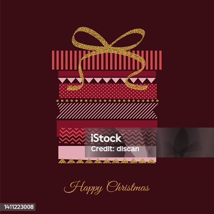 istock Happy Holidays Greeting Cards with Gift Boxes. 1411223008