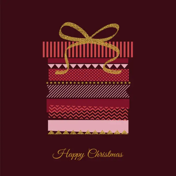 Vector illustration of Happy Holidays Greeting Cards with Gift Boxes.