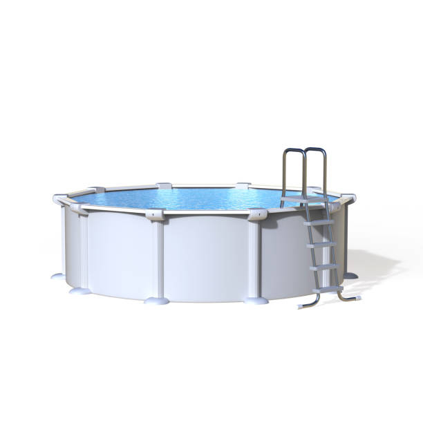 istock Frame round white pool with a diameter of 4 m. 1411223862