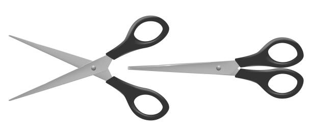 Realistic scissor. Open and closed black scissors mockup. Detailed vector illustration isolated on white background. Realistic scissor. Open and closed black scissors mockup. Detailed vector illustration isolated on white background scissors stock illustrations