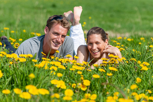 Portrait of man and woman in farmland