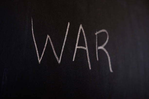 istock Slate writing board with the word war written 1411232222