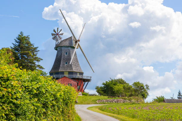 Lindelse Mølle, windmill at the village of Lindelse, Langeland island, Denmark