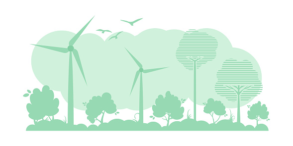 Green Background on the theme of green energy and ECO. Vector illustration.