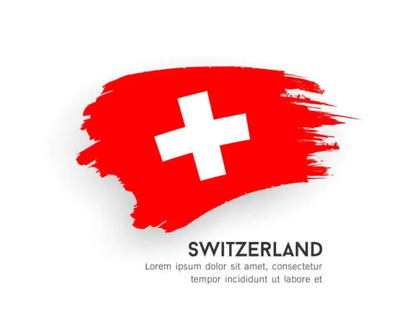 Vector illustration of Flag of Switzerland, brush stroke design isolated on white background