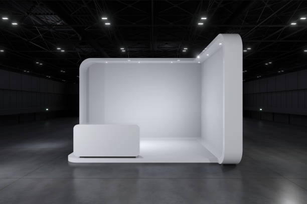 istock Exhibition stand for mockup and Corporate identity,Display design.Empty booth Design.Retail booth elements in Exhibition hall.booth Design trade show.Blank Booth system of Graphic Resources.3d Background for online Event,conference,live.3d render. 1411233210