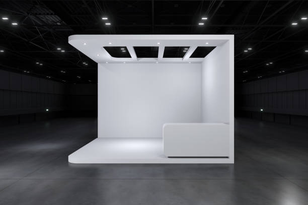 istock Exhibition stand for mockup and Corporate identity,Display design.Empty booth Design.Retail booth elements in Exhibition hall.booth Design trade show.Blank Booth system of Graphic Resources.3d Background for online Event,conference,live.3d render. 1411233211