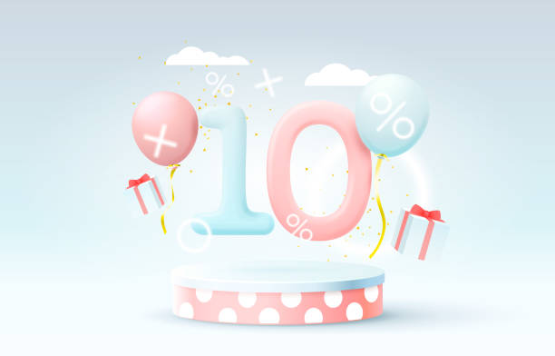 istock Mega sale special offer, Stage podium percent 10, Stage Podium Scene with for Award, Decor element background. 1411235764