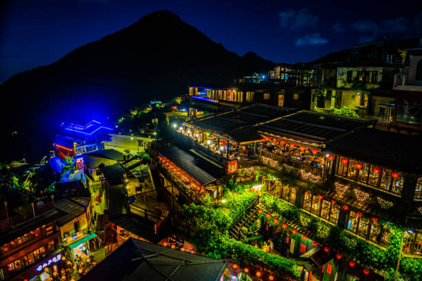 istock Night view of Taiwan Jiuzha 1411240184