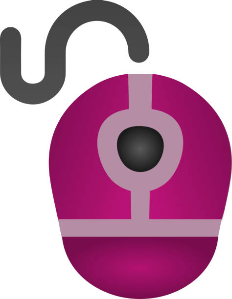 illustrazioni stock, clip art, cartoni animati e icone di tendenza di l'illustrazione del mouse del computer rosa scuro, un dispositivo di puntamento portatile. vettore, cartone animato, disegno. - trackball