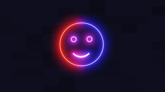 Smiley Happy dark neon shining banner 3D Rendering image