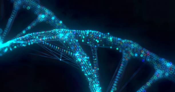 Digitally generated DNA fragment on a dark background stock photo
