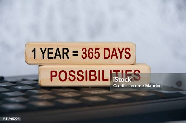 365 Possibilities Text On Wooden Blocks On Top Of Keyboard Motivational Concept Stock Photo - Download Image Now