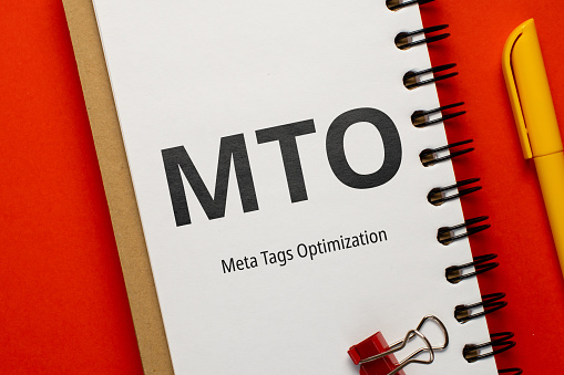 Concept business marketing acronym MTO or Meta Tags Optimization.