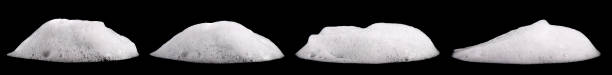 istock Set liquid white foam from soap or shampoo or shower gel. Abstract bubbles. 1411247072