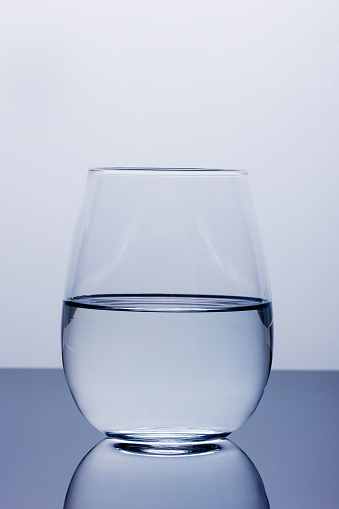 A water glass with a splash