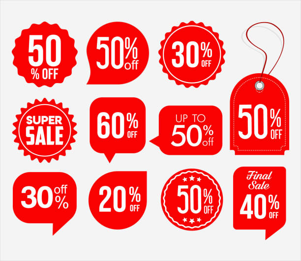 ilustrações de stock, clip art, desenhos animados e ícones de modern red sale banners and labels collection - special sale specials promotion