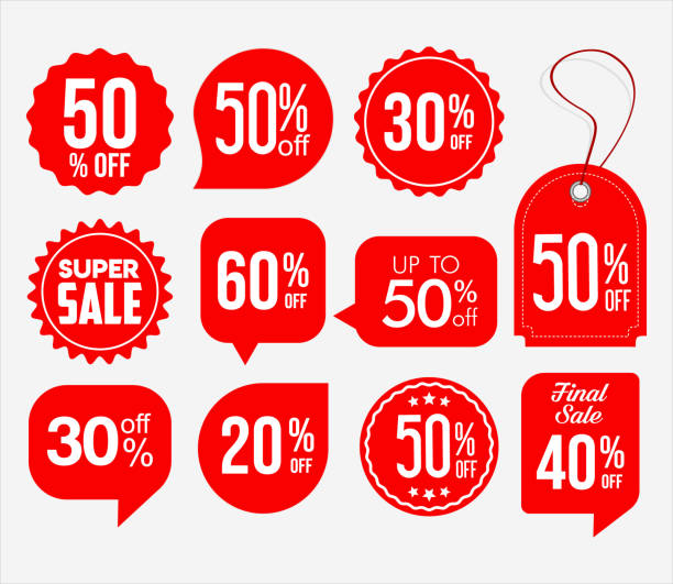 Modern red sale banners and labels collection Modern red sale banners and labels collection sale stock illustrations
