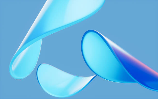 istock Abstract glass curves with blue background, 3d rendering. 1411251846