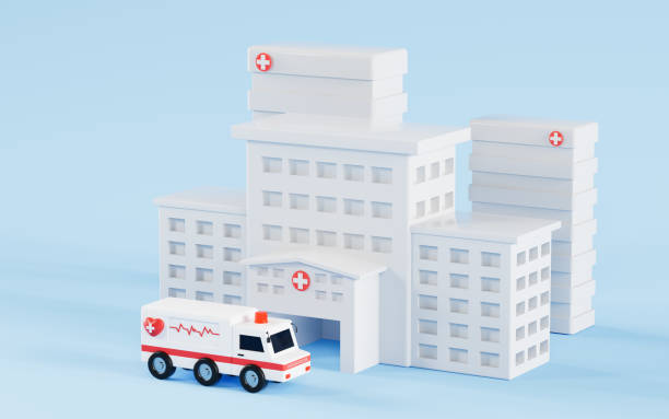 istock White hospital building and ambulance, 3d rendering. 1411251994