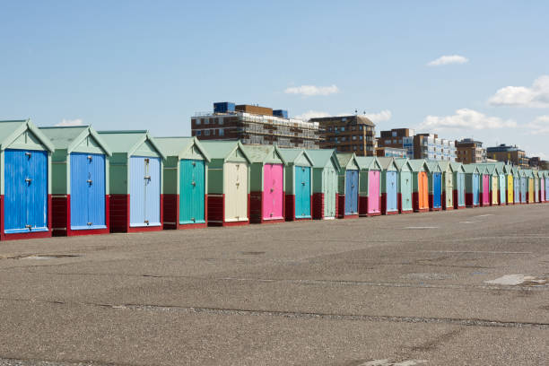istock Beach huts on Hove promenade, Brighton, UK 1411252155