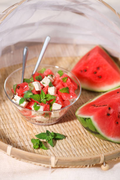 Watermelon Feta Salad summer appetizer with mint