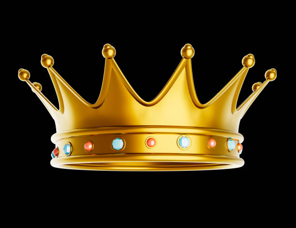 istock Royal gold crown on isolated on black. 3d illustration. 1411253469