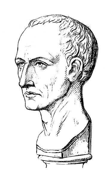 Antique illustration: Roman Art, Julius Caesar Antique illustration: Roman Art, Julius Caesar julius caesar bust stock illustrations