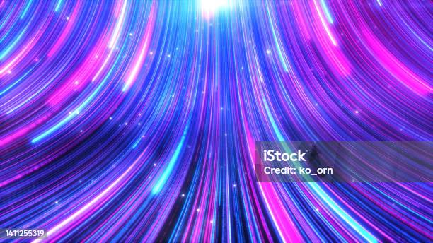 Abstract Colorful Motion Glow Light Trail With Multicolor Particles Background Stock Photo - Download Image Now