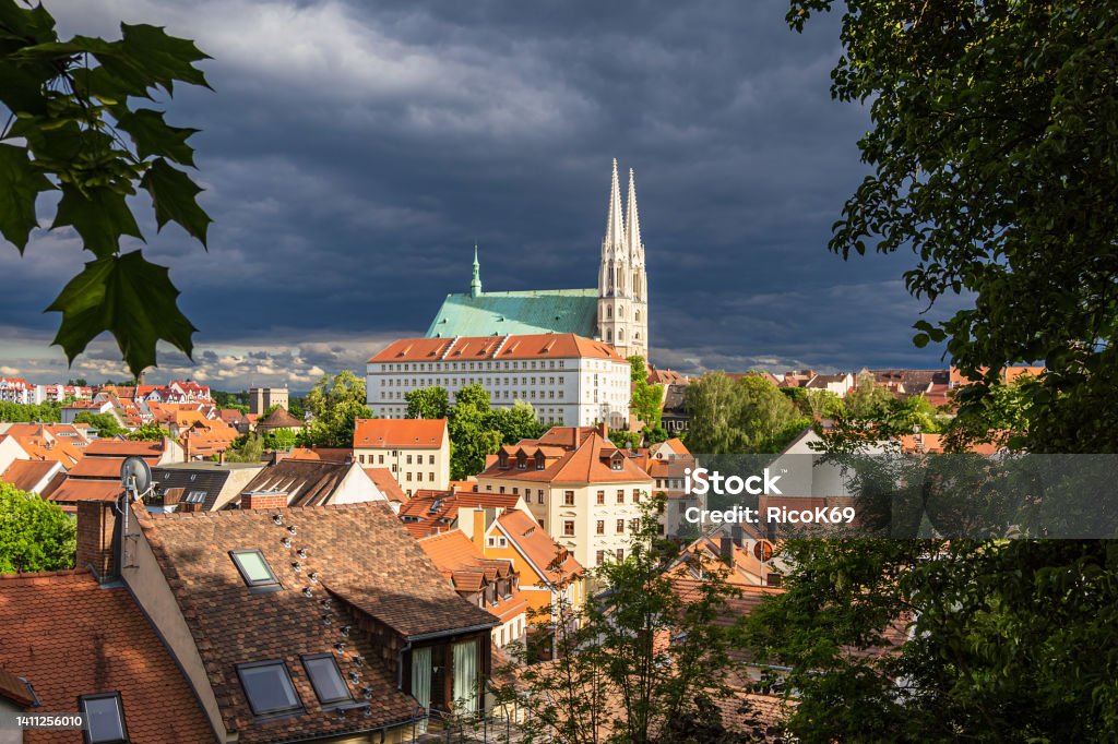 View to the church Peterskirche in Goerlitz, Germany View to the church Peterskirche in Goerlitz, Germany. House Stock Photo