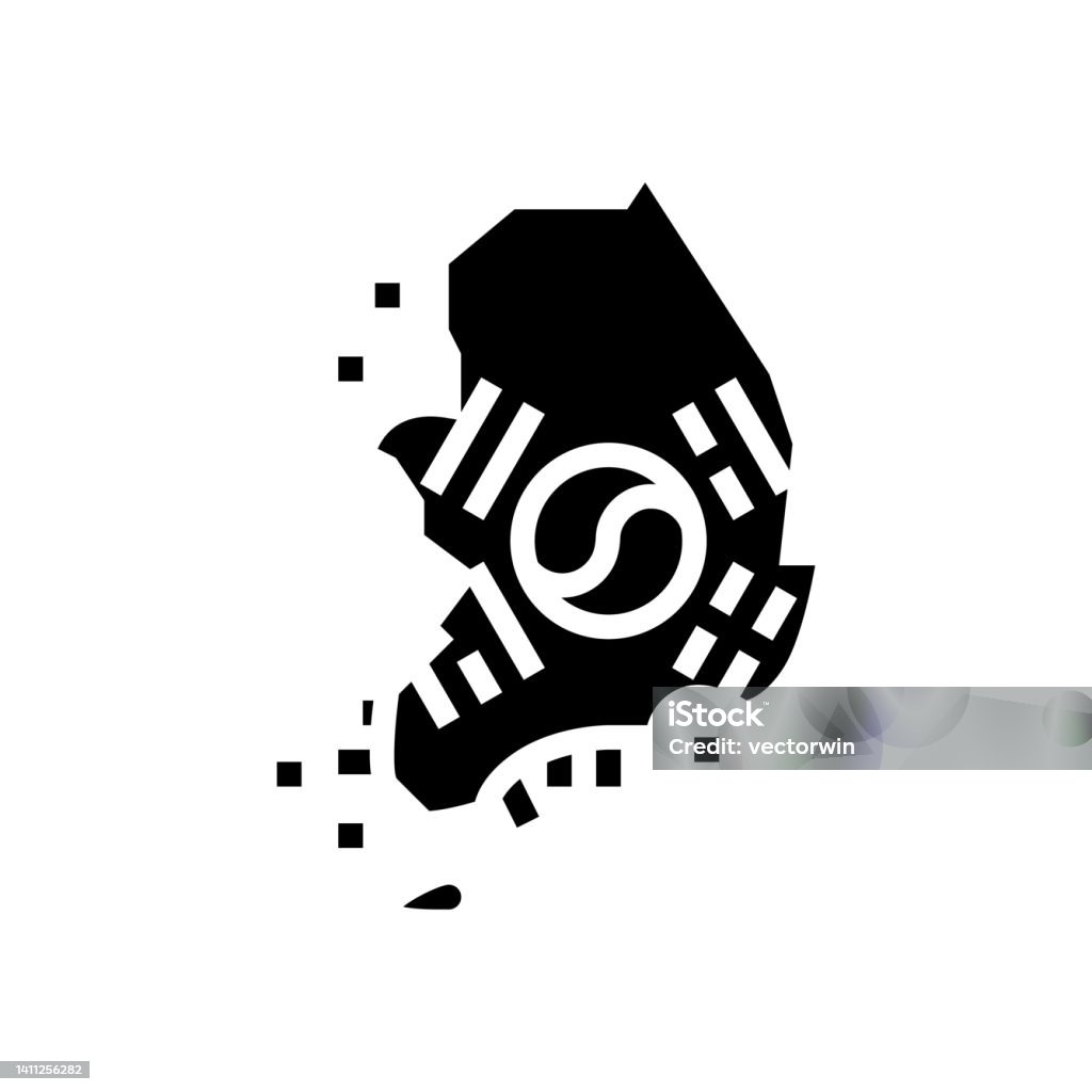 Ilustrasi Vektor Ikon Ikon Glyph Bendera Peta Negara Korea Selatan