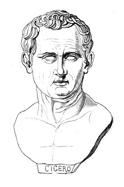 illustrations, cliparts, dessins animés et icônes de illustration antique: art romain, marcus tullius cicero - ancient rome illustration and painting engraving engraved image